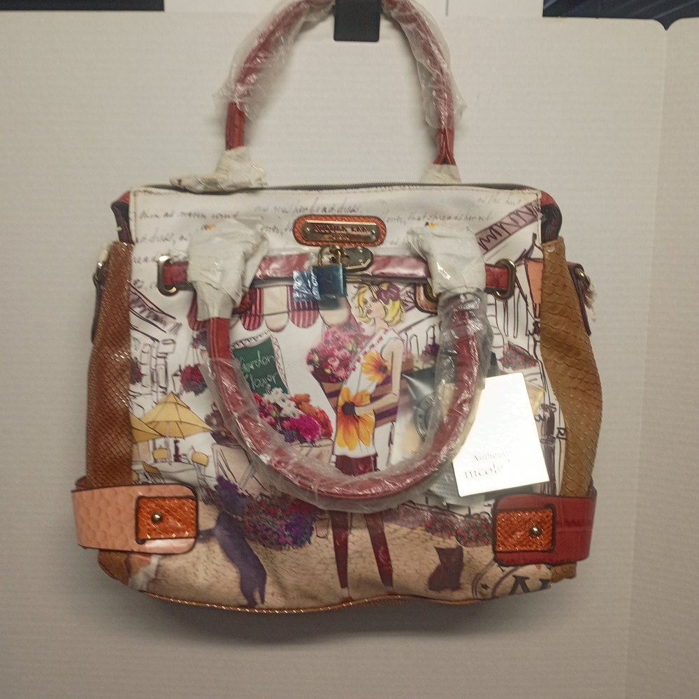 Nicole Lee Artistic Tote with Orange and Brown Accents